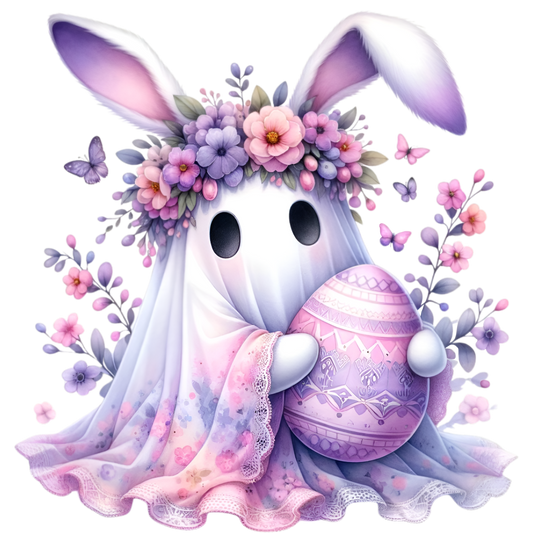 Pink/Purple Easter Ghost Bunny with Pink/Purple Egg