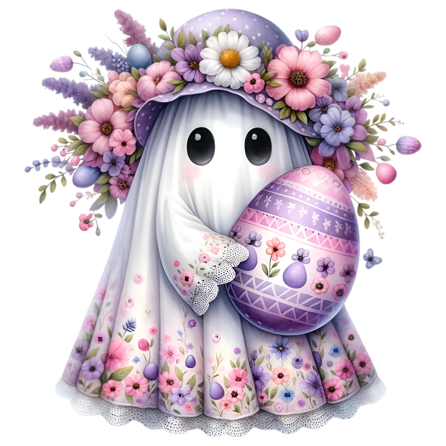 Purple/Pink Flower Ghost with Purple/Pink Flower Egg