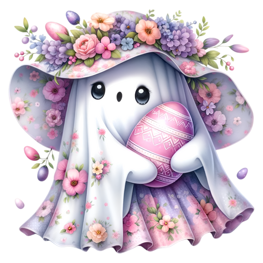 White/Pink Flower Ghost with Pink Egg