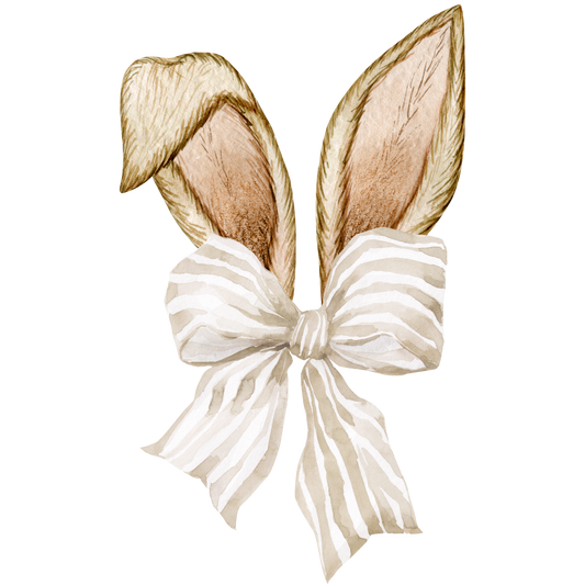 Brown Easter Bunny Ears with White Bow